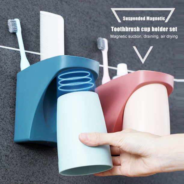 Wall Mount Magnetic Toothbrush Cup Holder