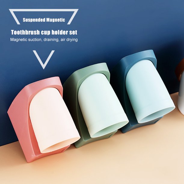 Wall Mount Magnetic Toothbrush Cup Holder