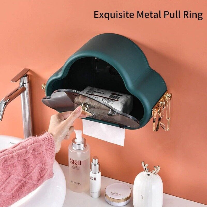 A lady opening Wall Mounted Creative Cloud Tissue Box