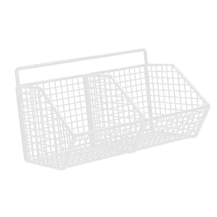 White Wall Mounted Storage Basket on a white background