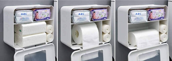 Wall Mounted Waterproof Double Layer Toilet Paper Dispenser