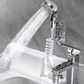 Wash Basin Handheld Shower with water flowing into a bathtub