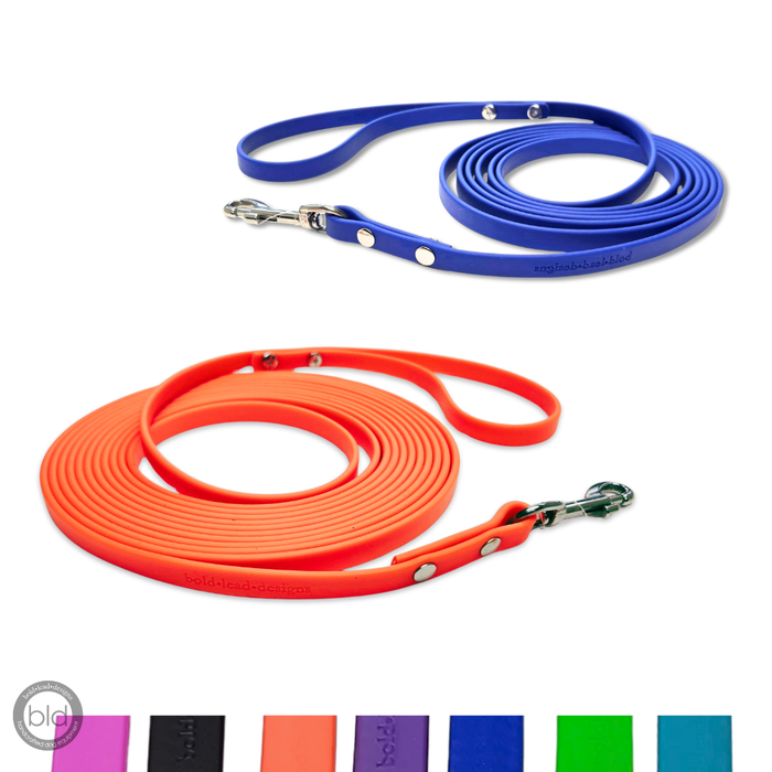 Brahma Longlines in cobalt blue and hunter orange on white background