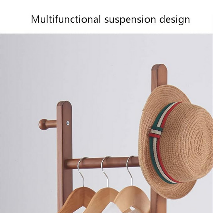 Hooks Of Wooden Coat Rack Hanger Organized with Hat.