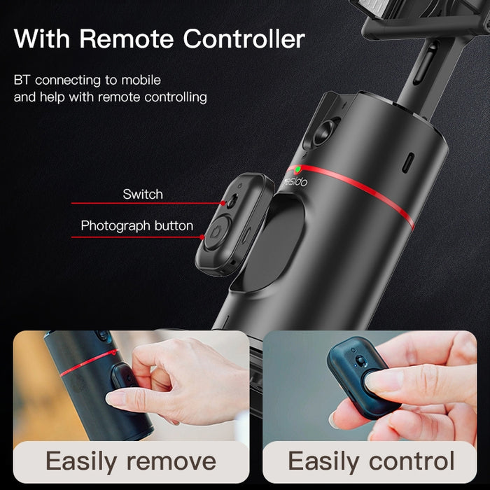 A Person is Operating Yesido Wireless 360° Auto Face and Gesture Tracking Tripod.