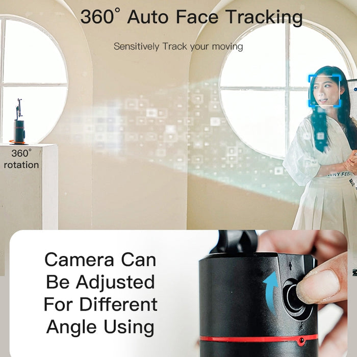 A Women is Standing Infront Of Yesido Wireless 360° Auto Face and Gesture Tracking Tripod.